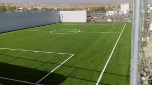Soccer field artificial grass construction