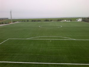 Soccer field with monofilament, bi-colour artificial turf, with FIFA Certification