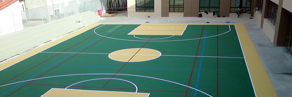 Open air basketball field with acrylic materials, Nafpaktos