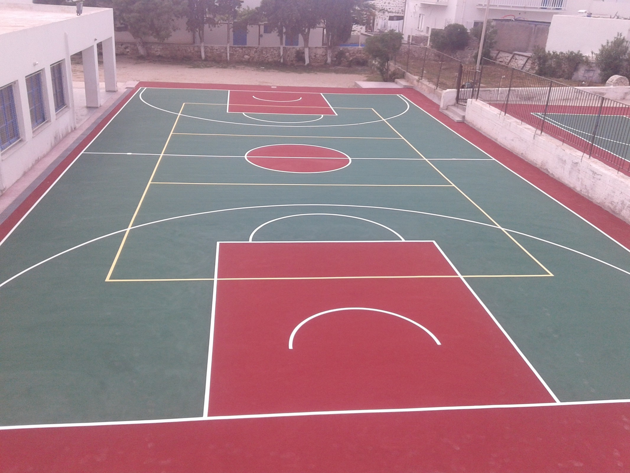 Construction of basketball - volleyball courts 