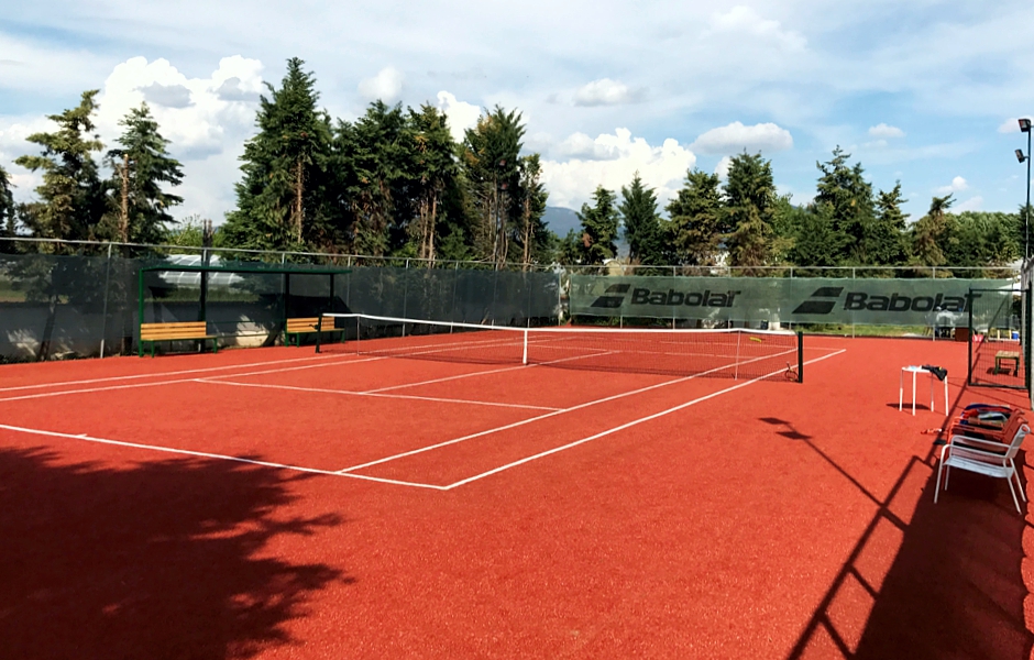 Γήπεδο τέννις με συνθετικό χλοοτάπητα 20mm, με πιστοποίηση ITF, κεραμιδί
