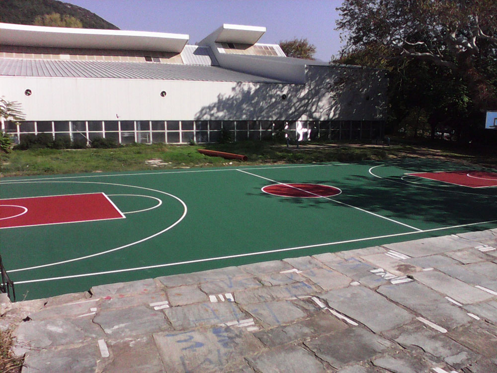 Elastic basketball flooring construction