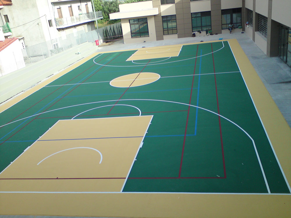 Basketball-volleyball-tennis court construction