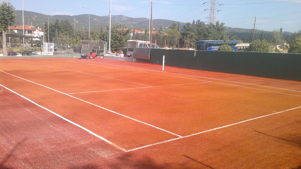 Tennis court construction with arificial turf 18mm (ITF), Pilea, Thessaloniki