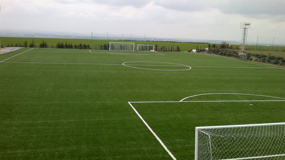 Artificial turf of soccer field